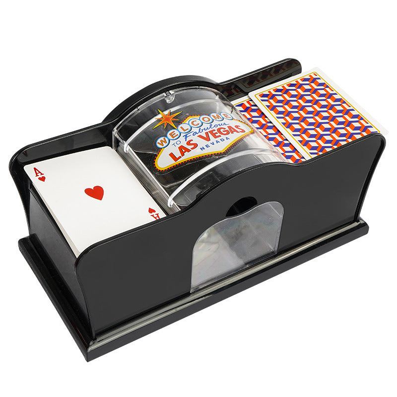 Hand-cranked casino card shuffler