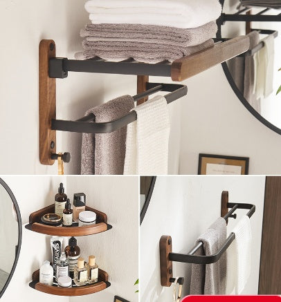 Solid Wood Towel Rack, No Drilling Required.