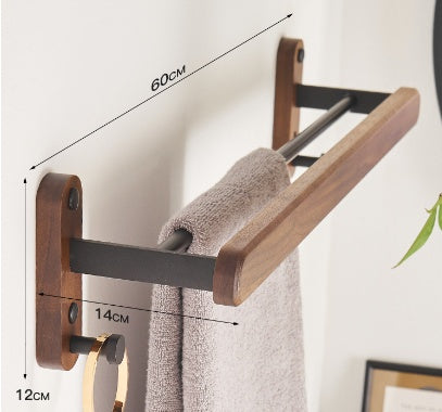 Solid Wood Towel Rack, No Drilling Required.