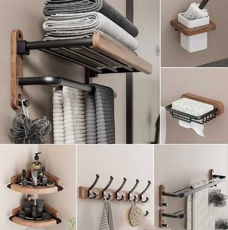 Solid Wood Towel Rack, No Drilling Required.