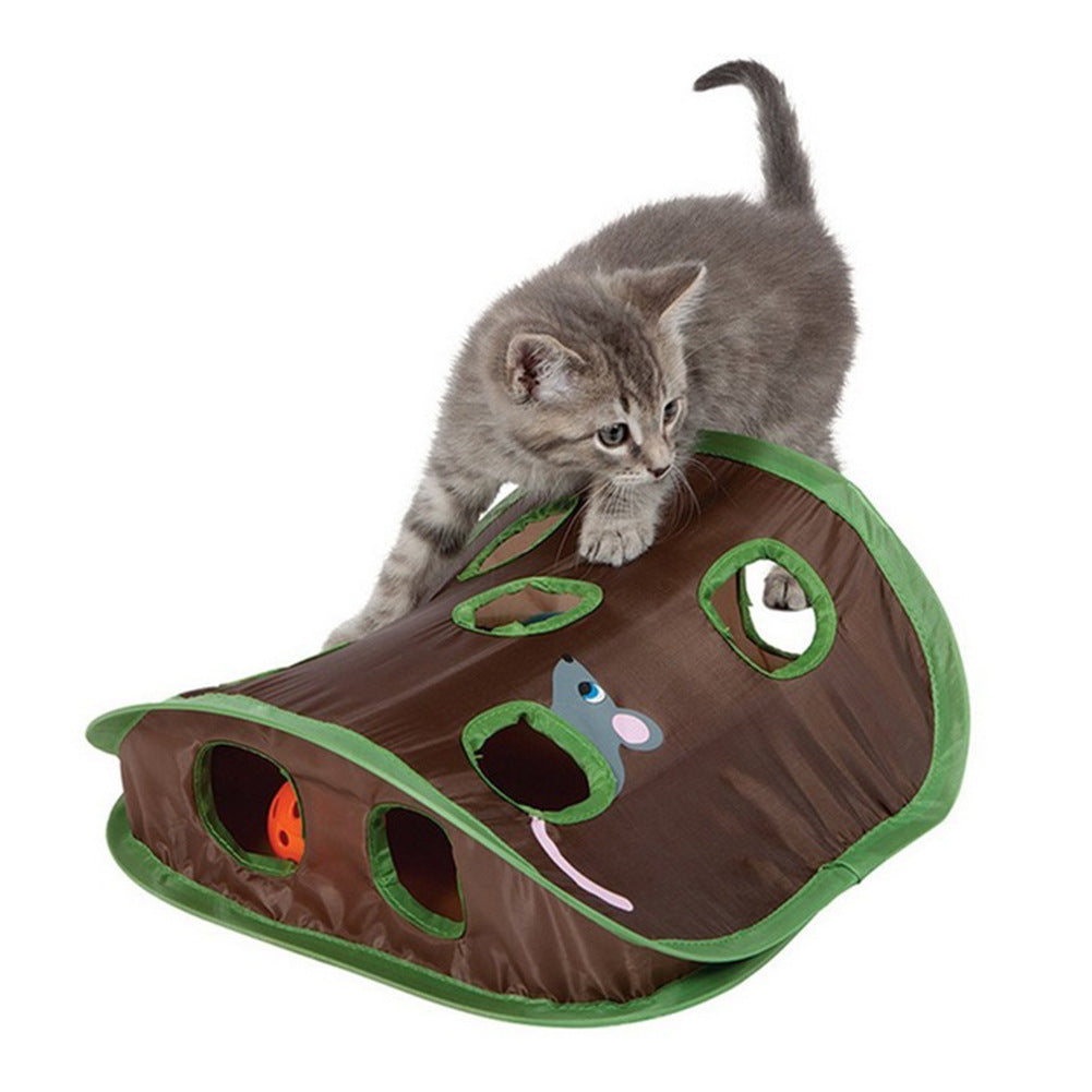 Interactive cat hide and seek tunnel.