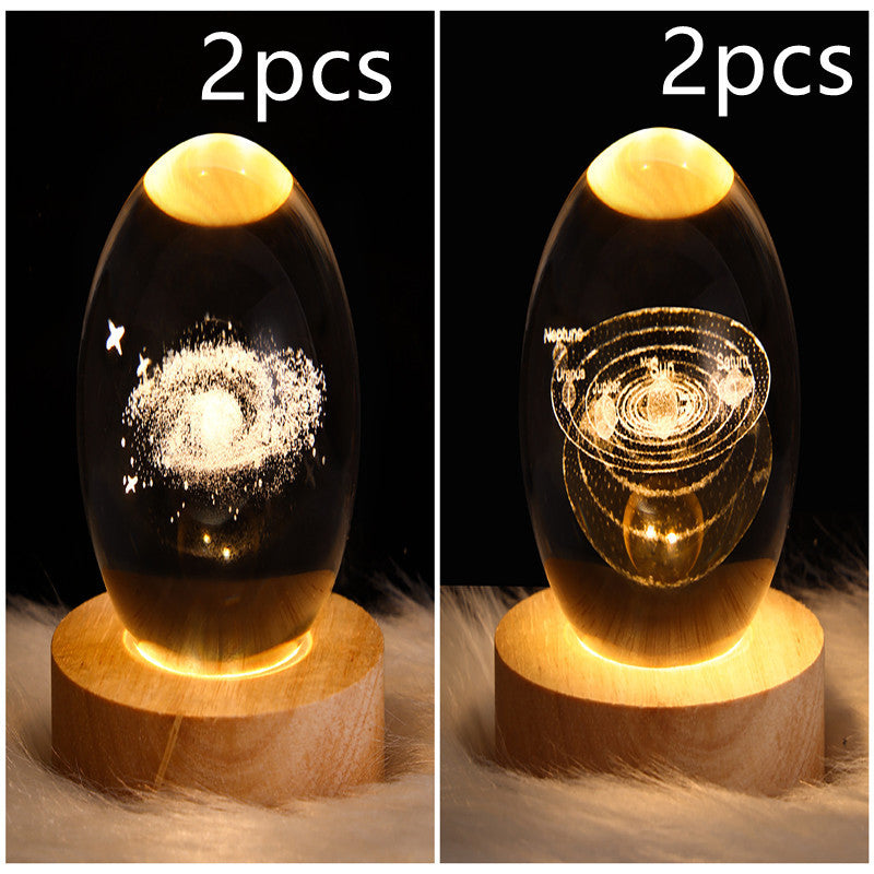 3D galaxy crystal ball LED night light