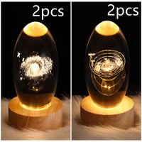 3D galaxy crystal ball LED night light