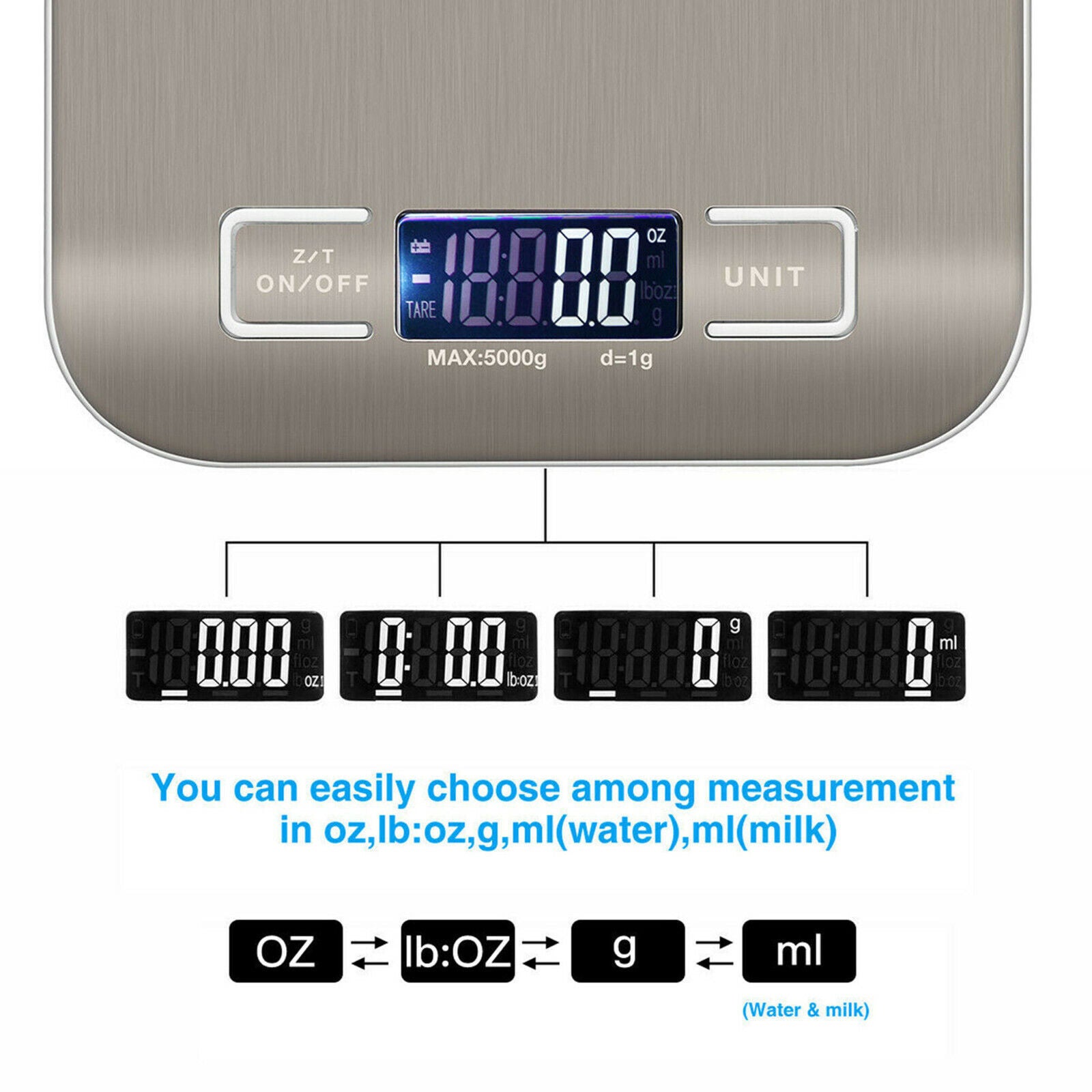 Digital Kitchen Scale: 5KG/11lb Capacity.