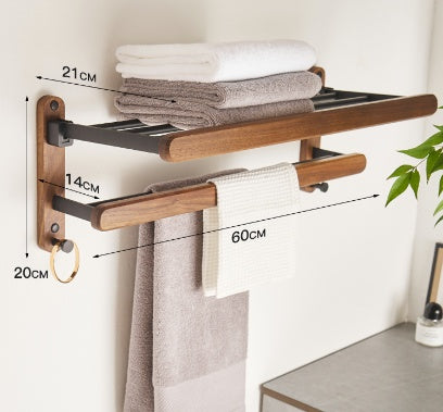 Solid Wood Towel Rack, No Drilling Required.