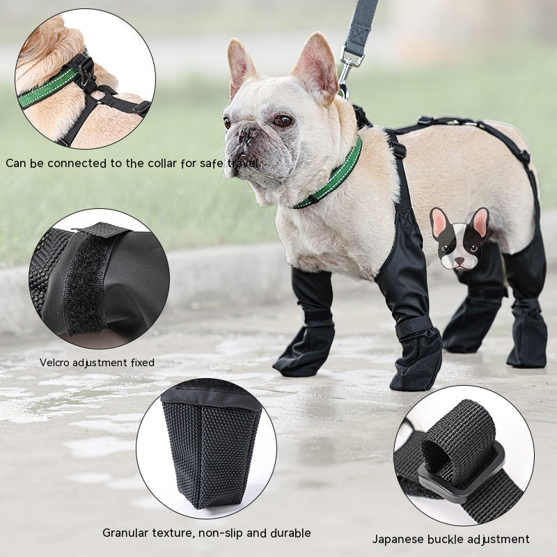 Adjustable waterproof dog shoes.