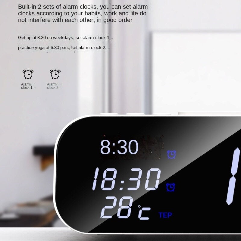 3-in-1 Wireless Charger with Temperature Tester and Multi-Alarm Clock