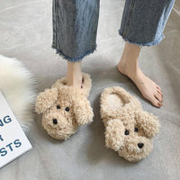 Winter warm dog plush slippers for women.