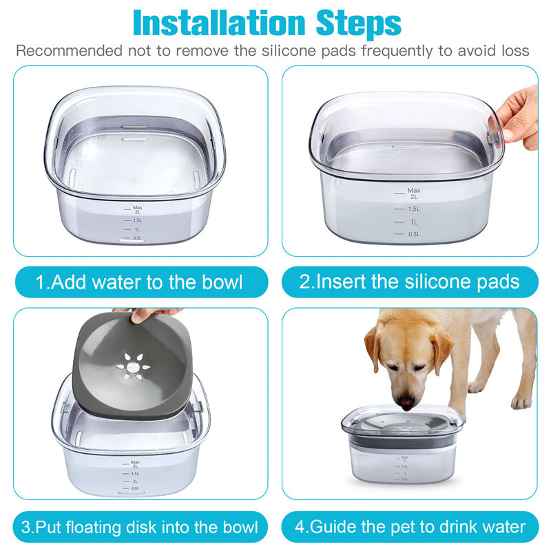 70oz Spill-Proof Dog Water Bowl with Visible Water Level