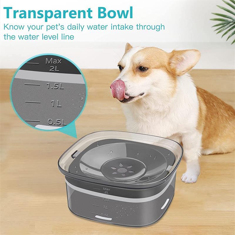 70oz Spill-Proof Dog Water Bowl with Visible Water Level