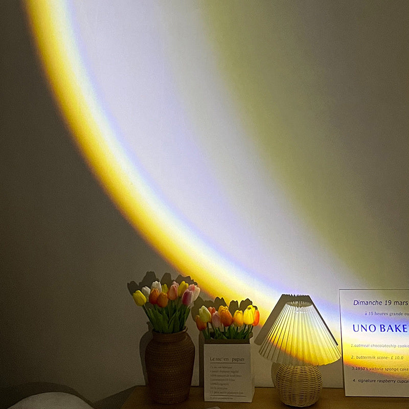 USB Moon and Sunset Lamp with LED Rainbow Projector