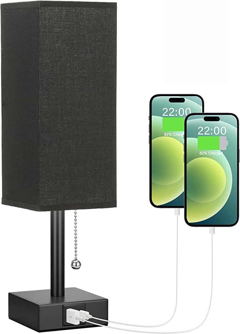 Bedside Table Lamp with USB Ports and 3 Brightness Levels