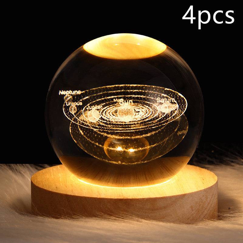3D galaxy crystal ball LED night light