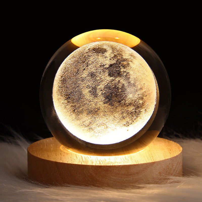 3D galaxy crystal ball LED night light
