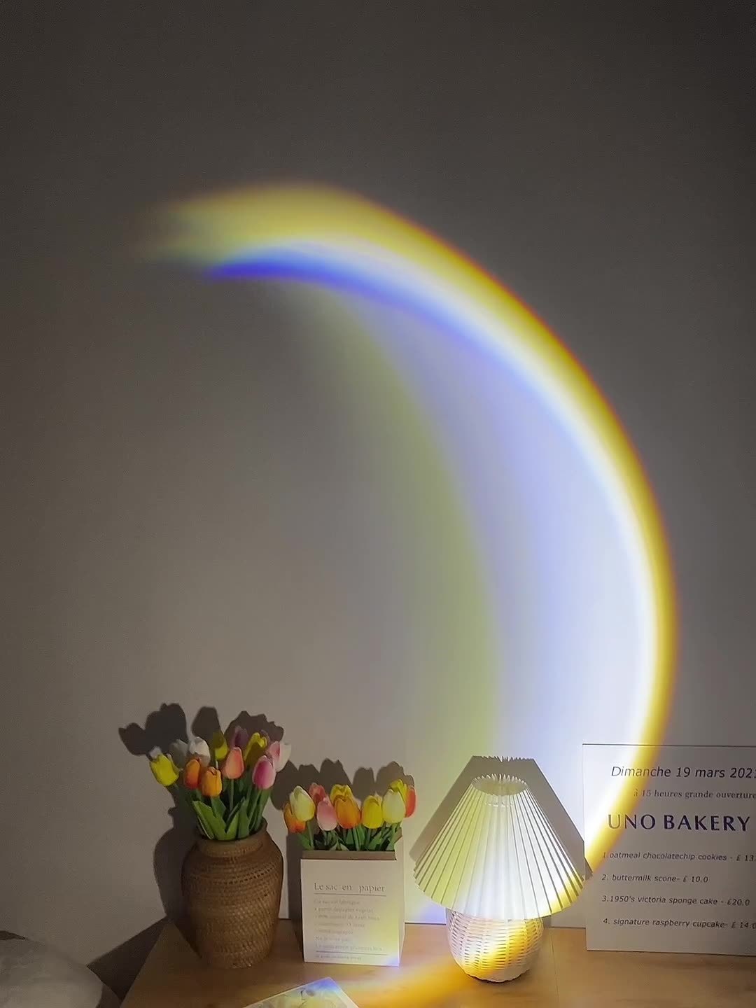 USB Moon and Sunset Lamp with LED Rainbow Projector