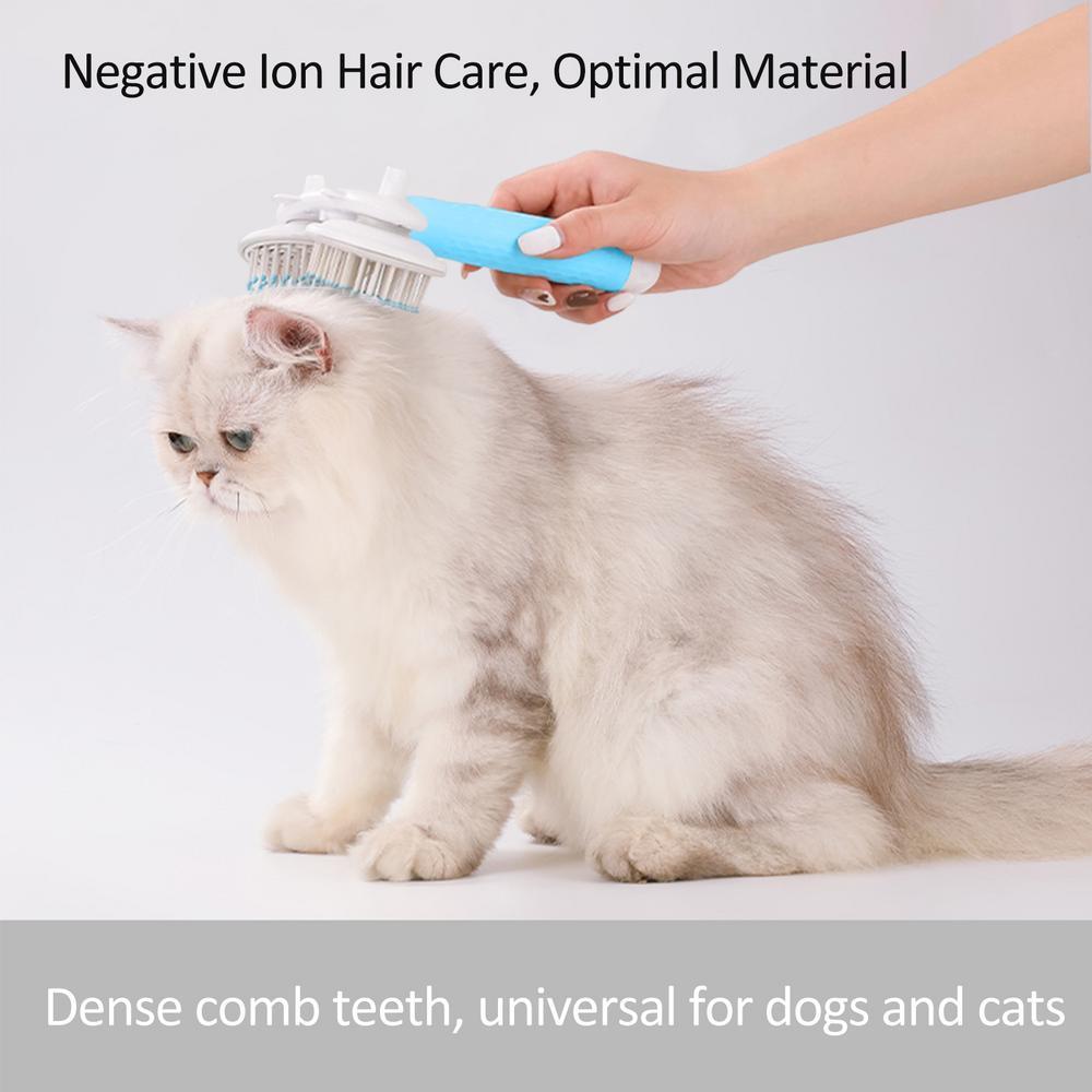 Self-Cleaning Double-Headed Pet Brush with Negative Ions