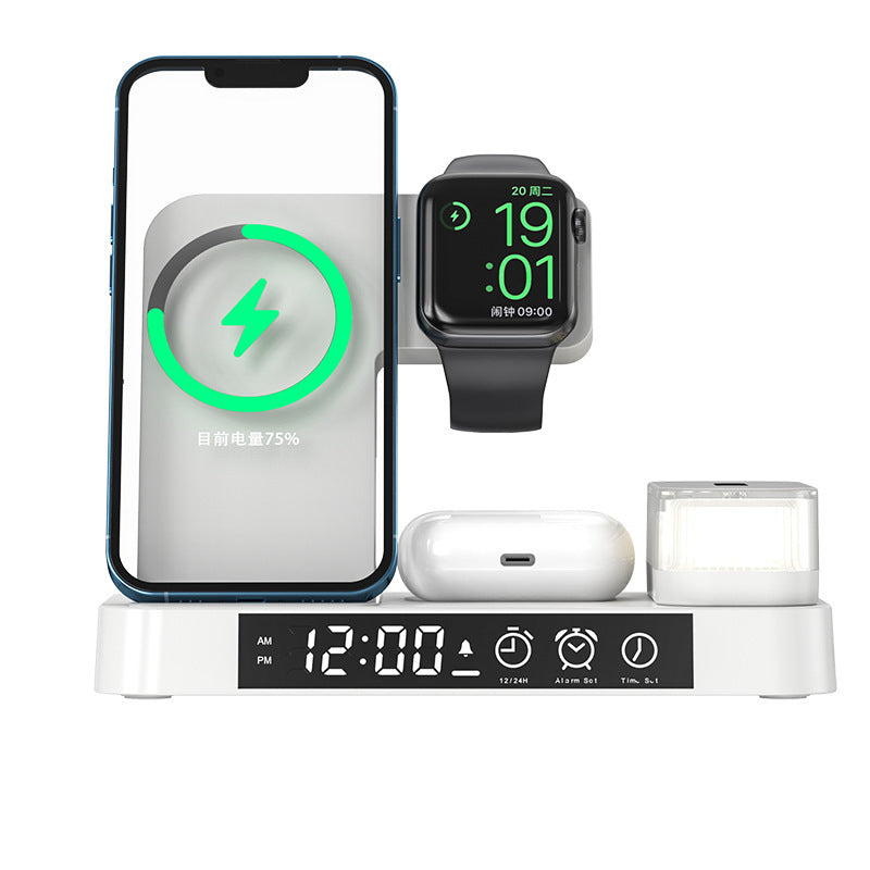 4-in-1 Wireless Charger with Alarm Clock and RGB Night Light