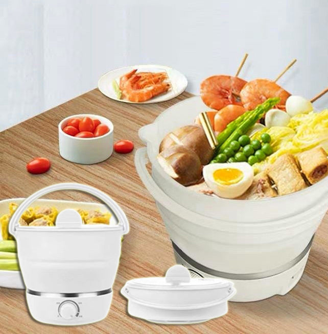 Portable folding electric cooker.