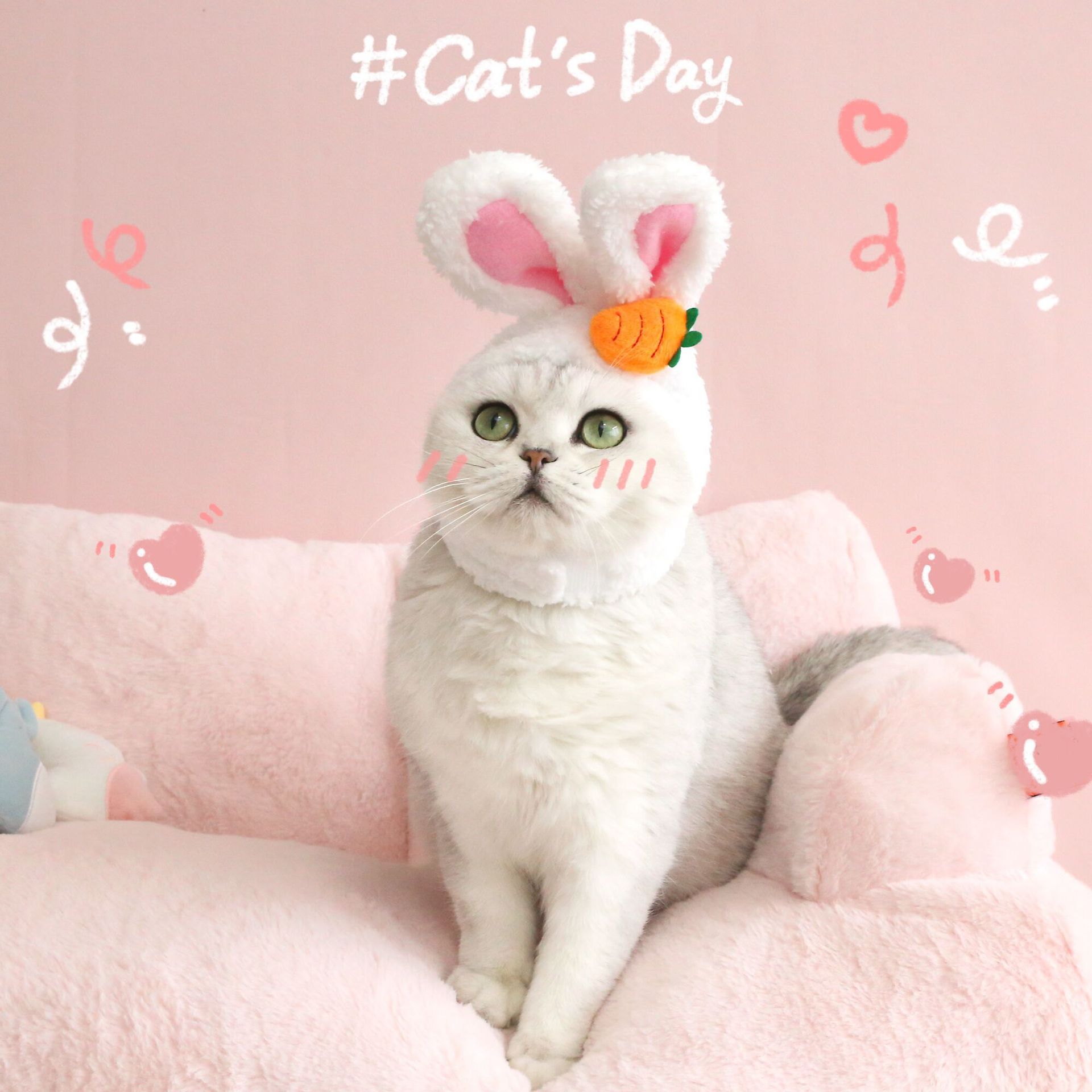 Plush Cartoon Pet Hat with Cat, Dog, and Rabbit Ears