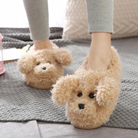 Winter warm dog plush slippers for women.