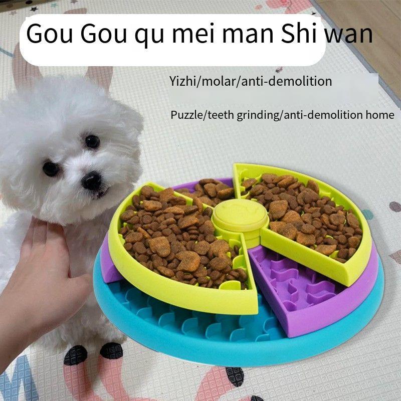 Rotating slow feeder pet bowl.