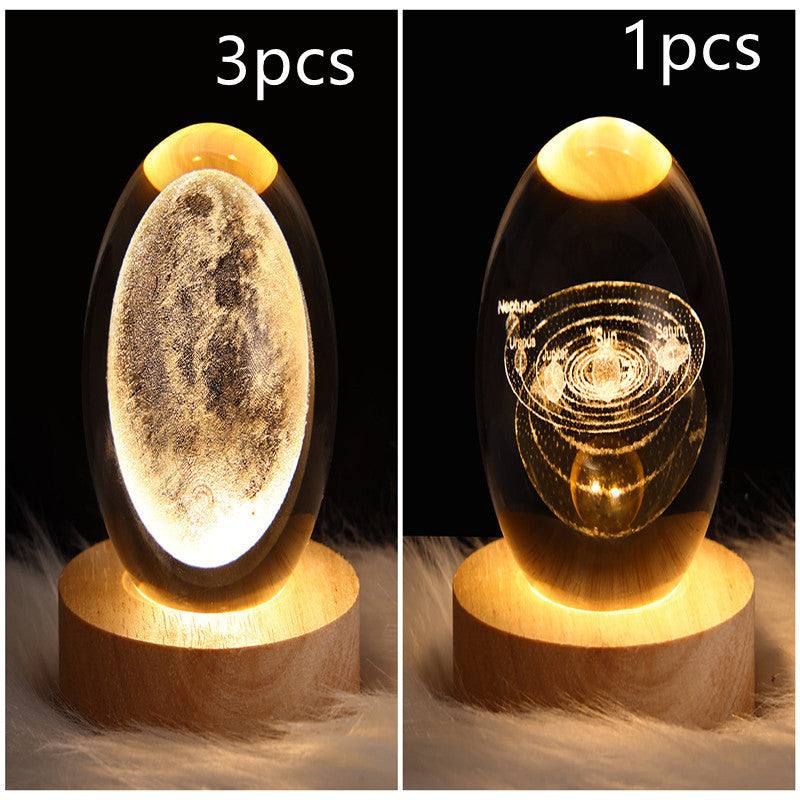 3D galaxy crystal ball LED night light