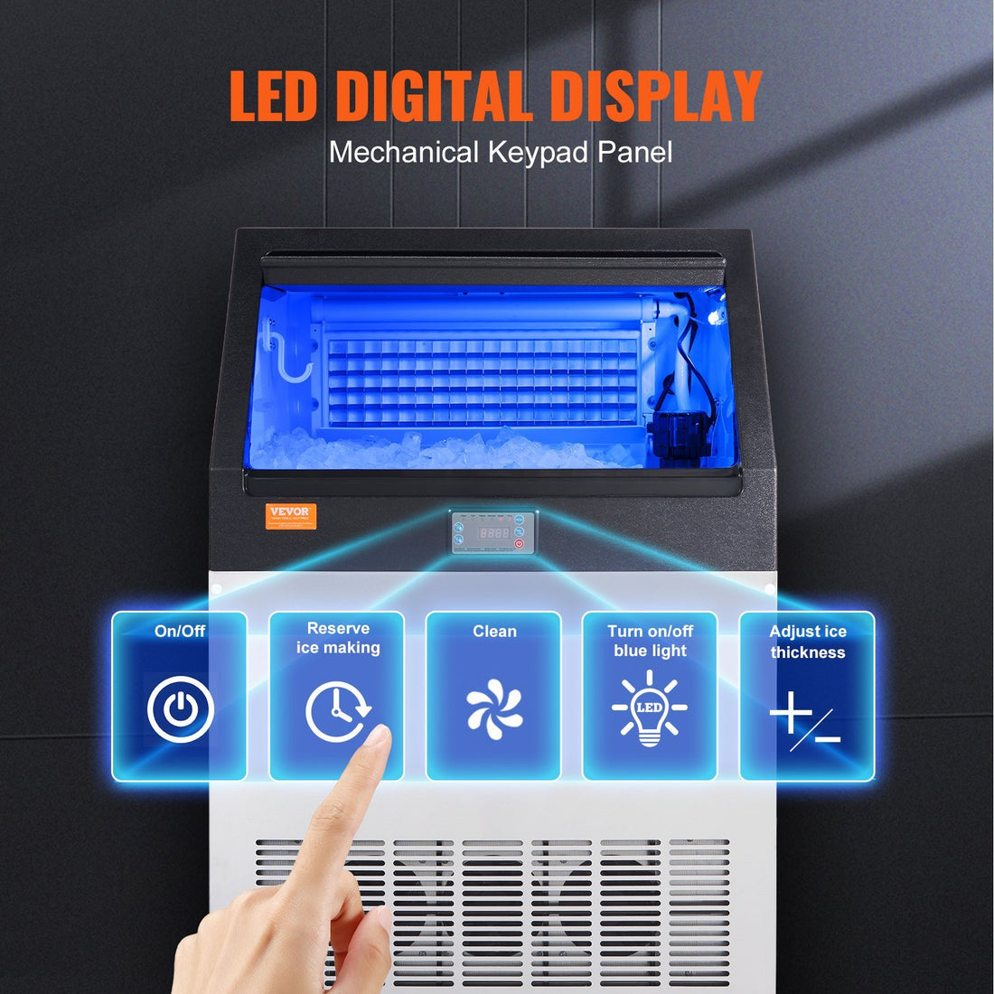 VEVOR 200lbs Commercial Ice Maker with LED Display