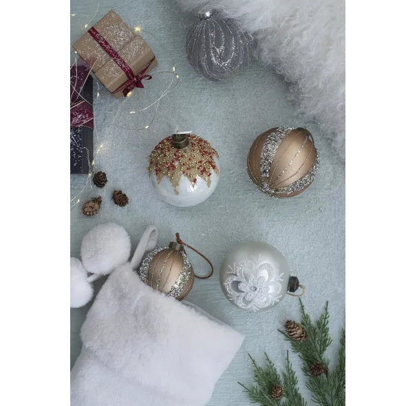 D3.9 Glass Christmas Ball Ornaments, Set of 6 for Holiday Decorations