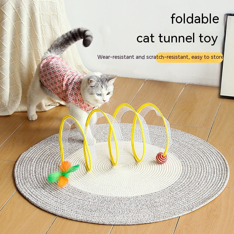 Foldable S-shaped cat tunnel.