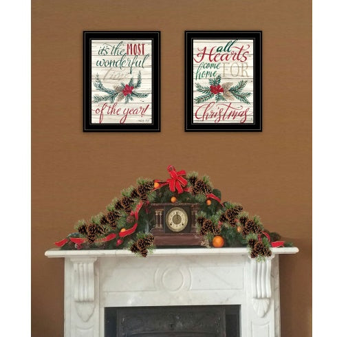 "All Hearts Come Home For Christmas" 2-Piece Framed Art.