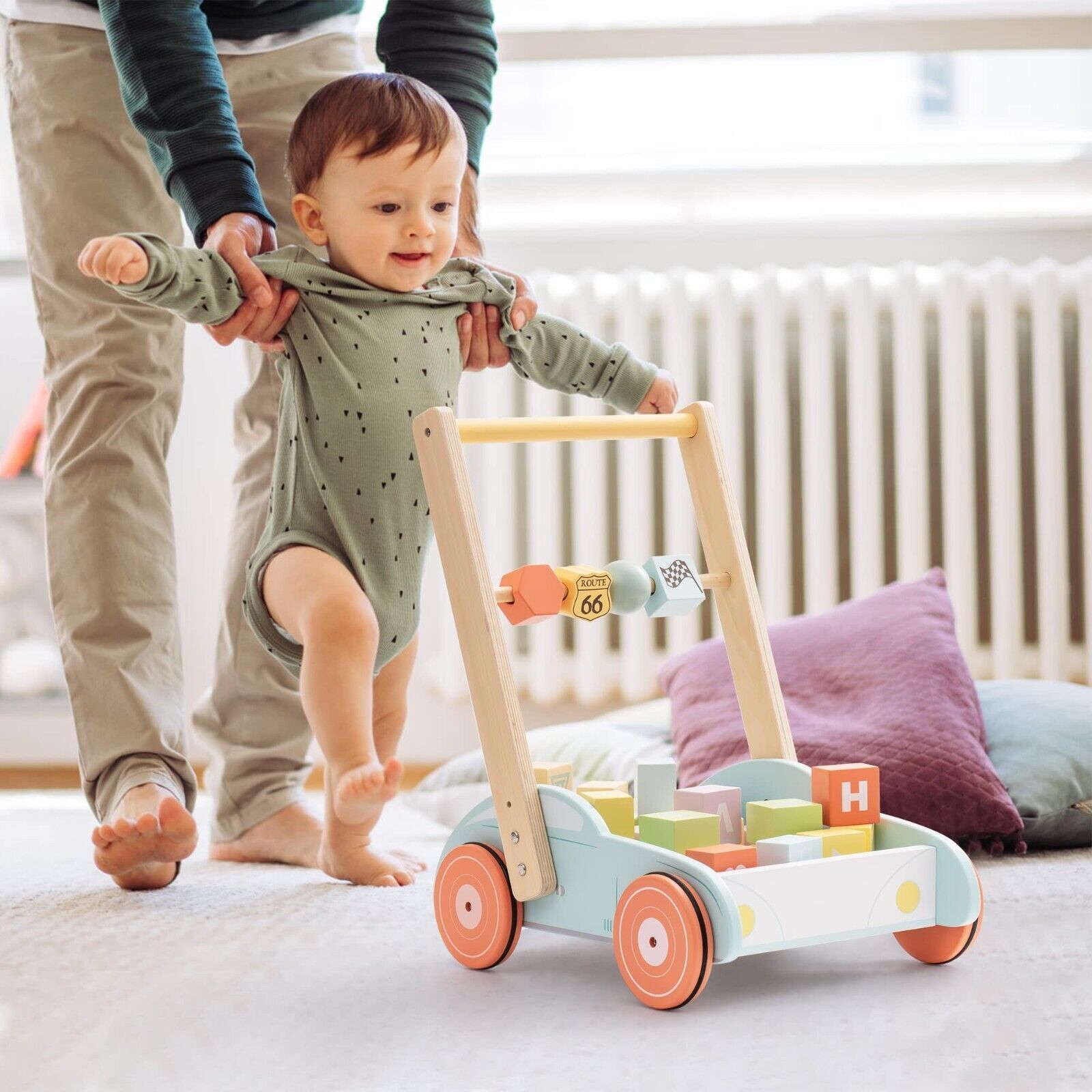 ROBUD Wooden Baby Walker, Push Toy for Toddlers 3+.