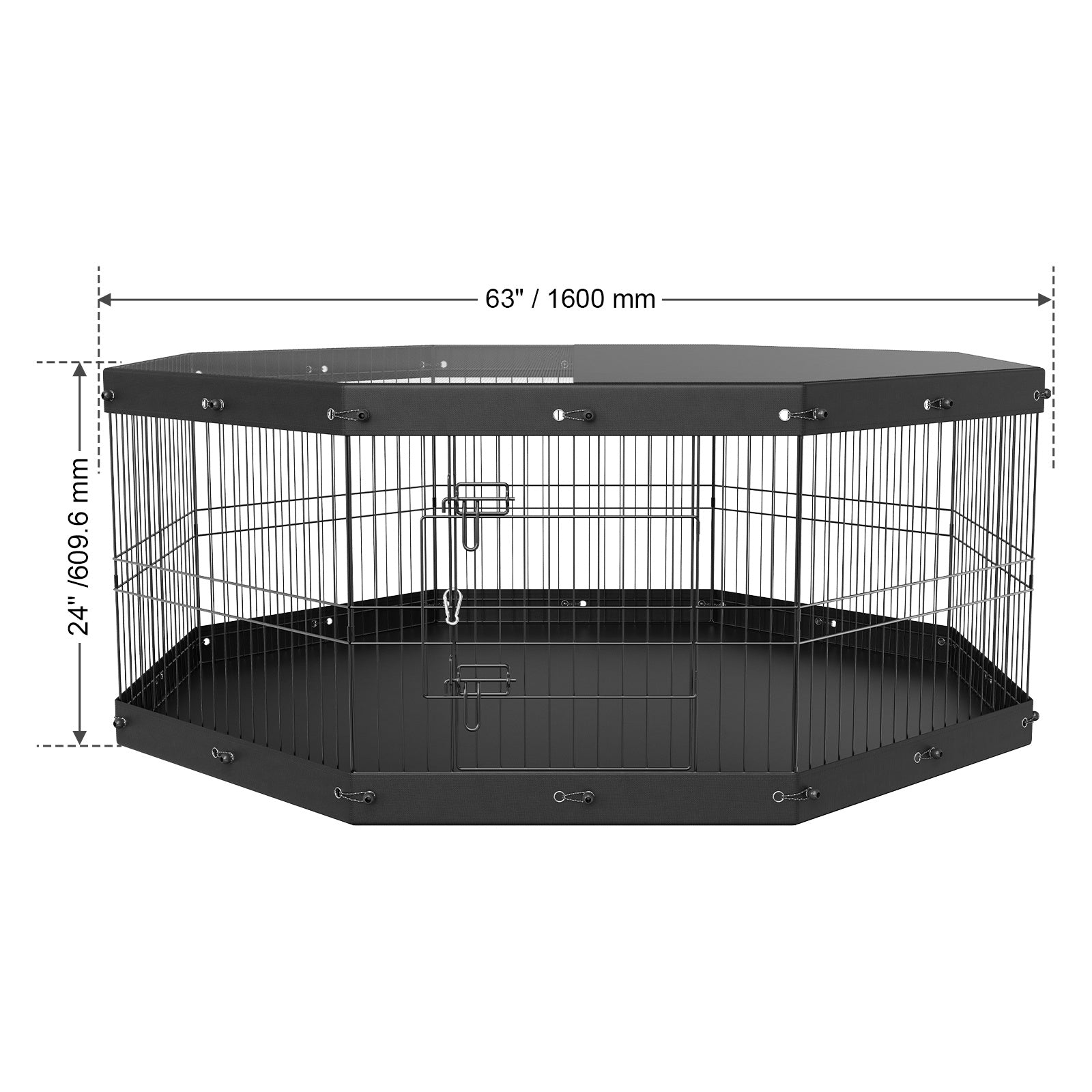 VEVOR Dog Playpen, 8-Panel Foldable Metal Pet Fence with Cover and Pad, 24in for Small/Medium Pets.