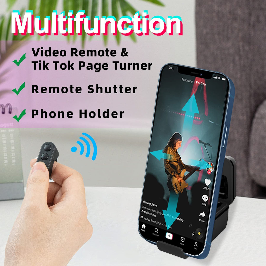 Bluetooth Fingertip Remote Control for TikTok and Video Browsing