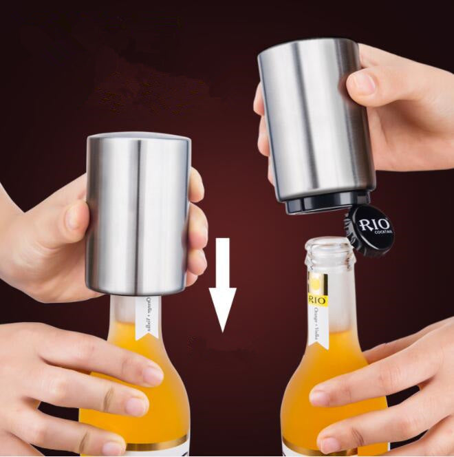 Stainless Steel Press Bottle Opener.