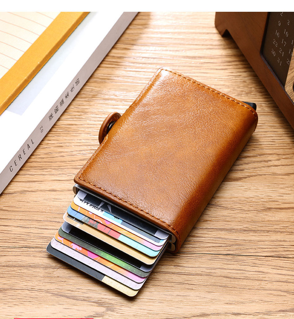 RFID leather wallet with money clip.