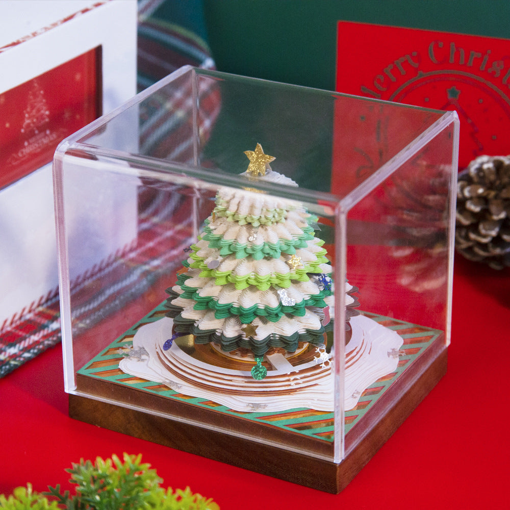 Paper Carving Christmas Tree, 3D Panoramic Note Calendar Decoration.