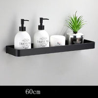 Black Bathroom Shelf Space Aluminum Wall-Mounted