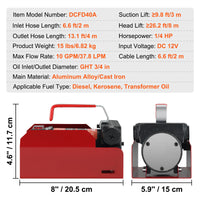 VEVOR Fuel Transfer Kit, 12V DC, 10 GPM, Auto Shut-off Nozzle for Diesel/Kerosene.