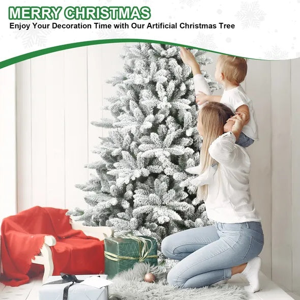 5ft Flocked Hinged Tree – Eco-friendly, fireproof artificial tree by Limei.