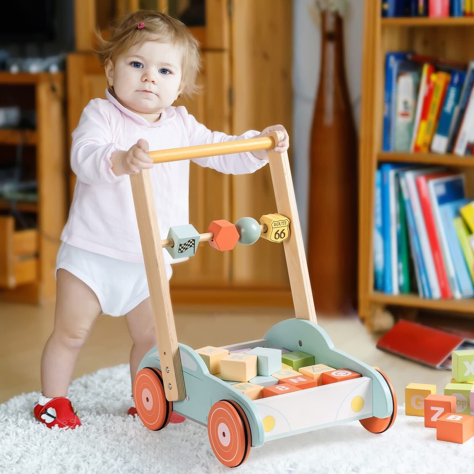 ROBUD Wooden Baby Walker, Push Toy for Toddlers 3+.