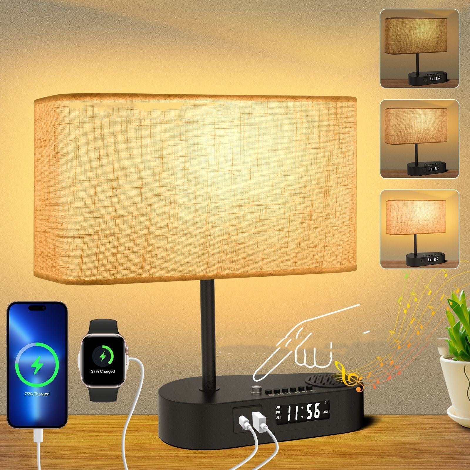 Bluetooth Alarm Clock with Table Lamp