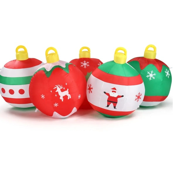 6.9 FT Lighted Christmas Inflatable with Five Christmas Balls, LED Yard Decorations