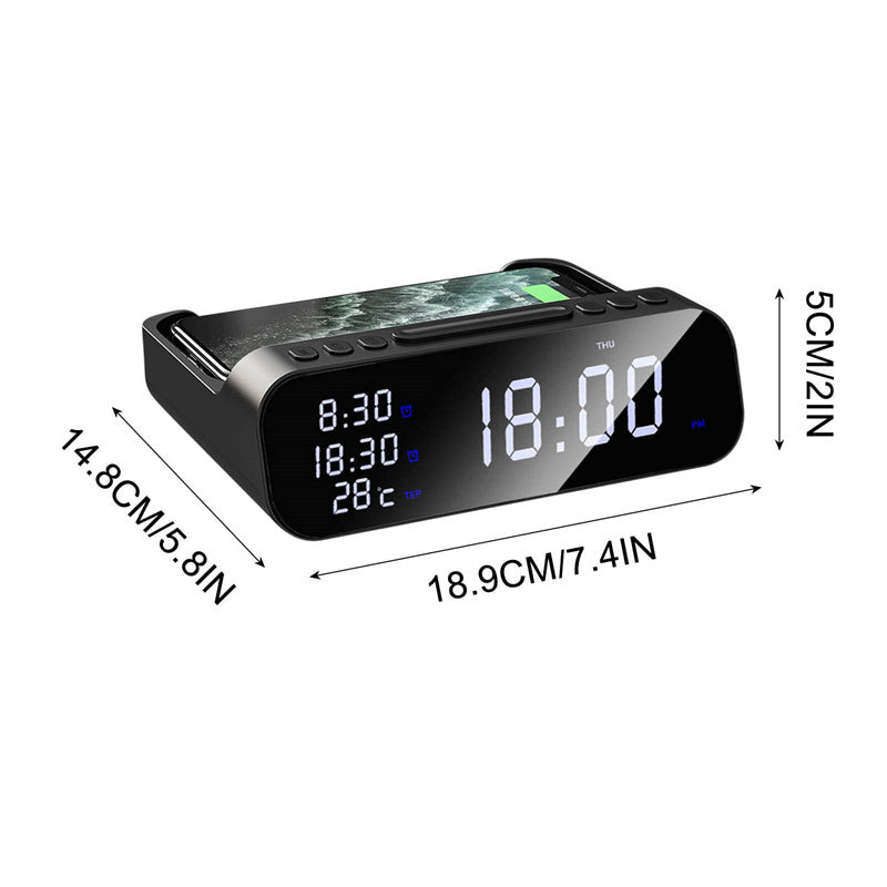 3-in-1 Wireless Charger with Temperature Tester and Multi-Alarm Clock