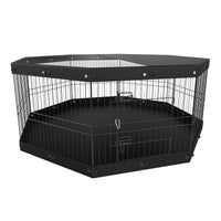 VEVOR Dog Playpen, 8-Panel Foldable Metal Pet Fence with Cover and Pad, 24in for Small/Medium Pets.