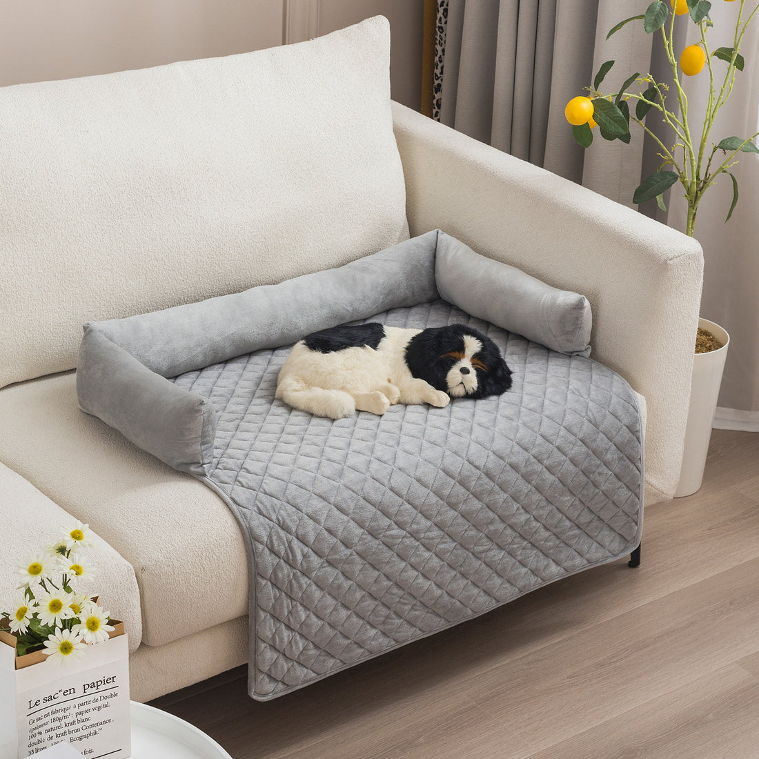 Large dog sofa bed with cushion.