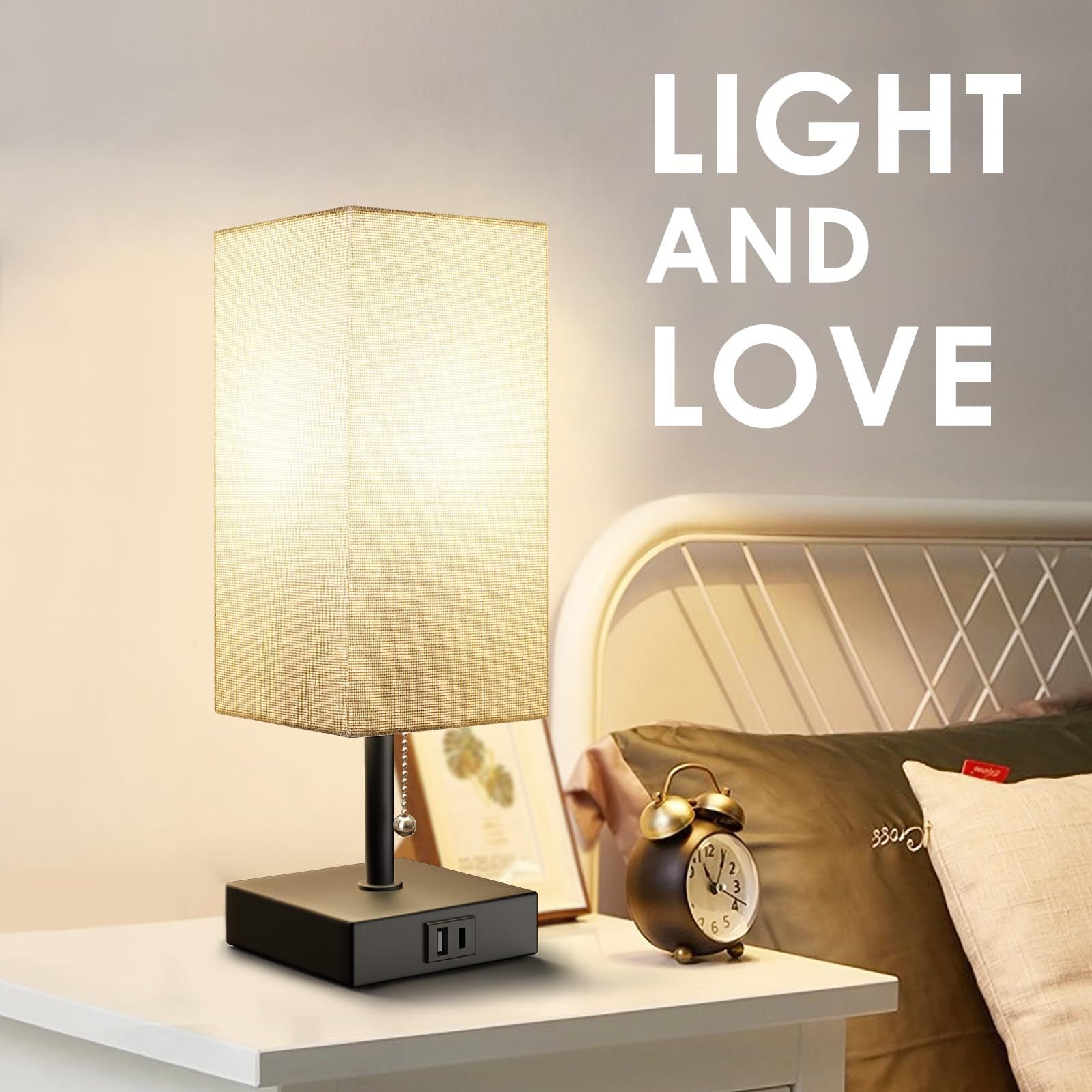 Bedside Table Lamp with USB Ports and 3 Brightness Levels