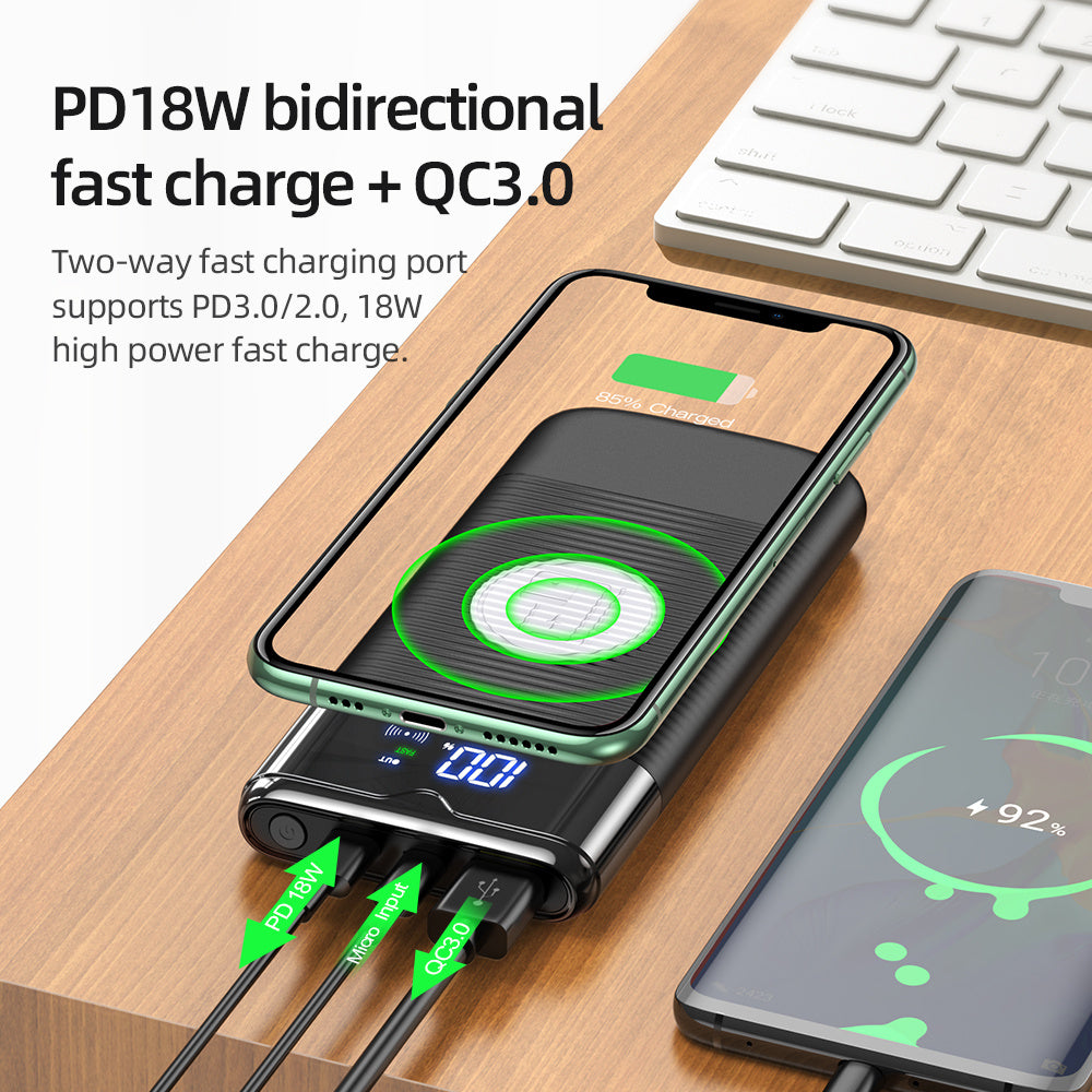 10,000mAh Wireless Power Bank with Fast Charging