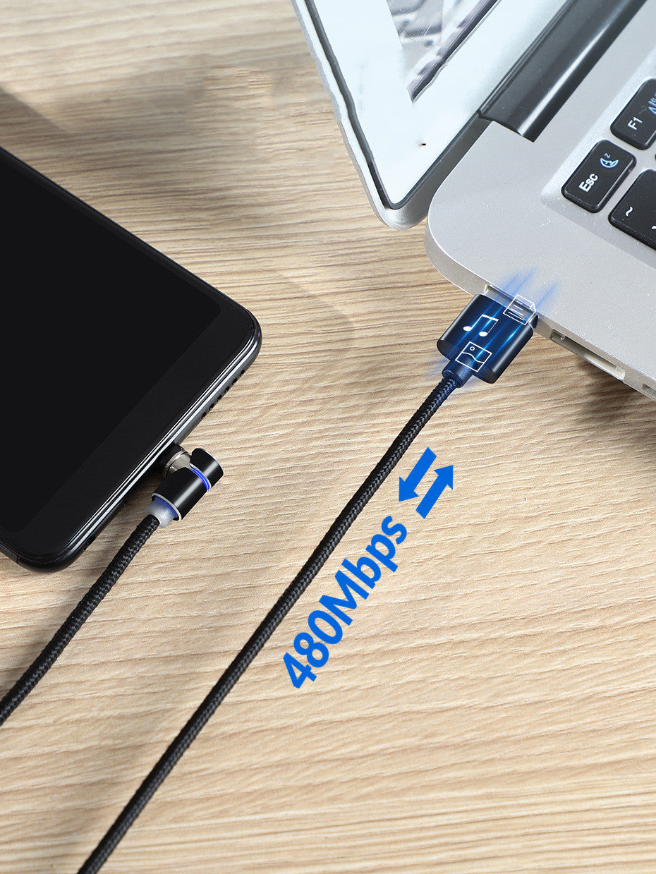 Magnetic LED Charger Cable: USB & Type-C