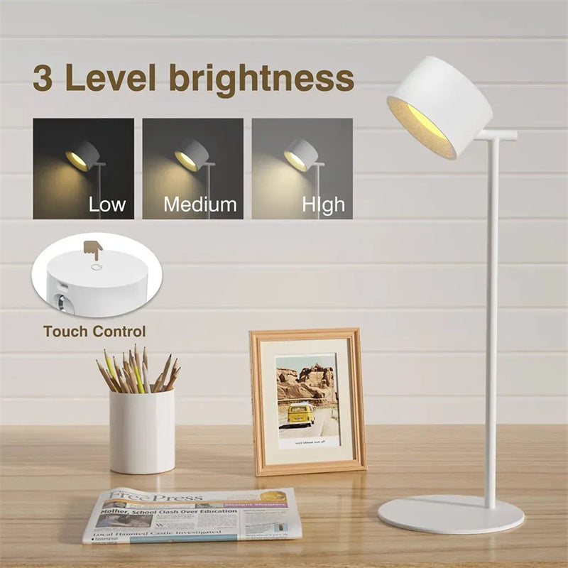 Touchable LED table lamp with magnetic base.