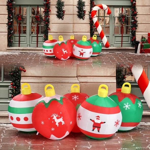 6.9 FT Lighted Christmas Inflatable with Five Christmas Balls, LED Yard Decorations